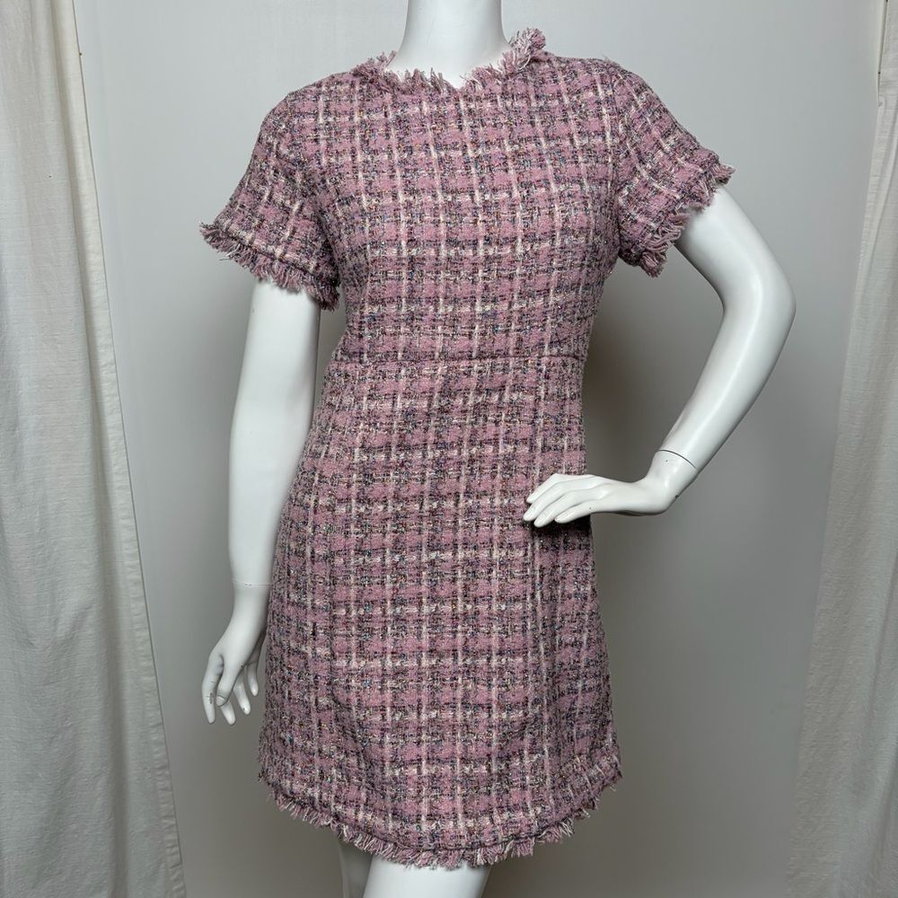 Olivaceous Tweed Shimmer Mini Dress Barbie Pink Size Large